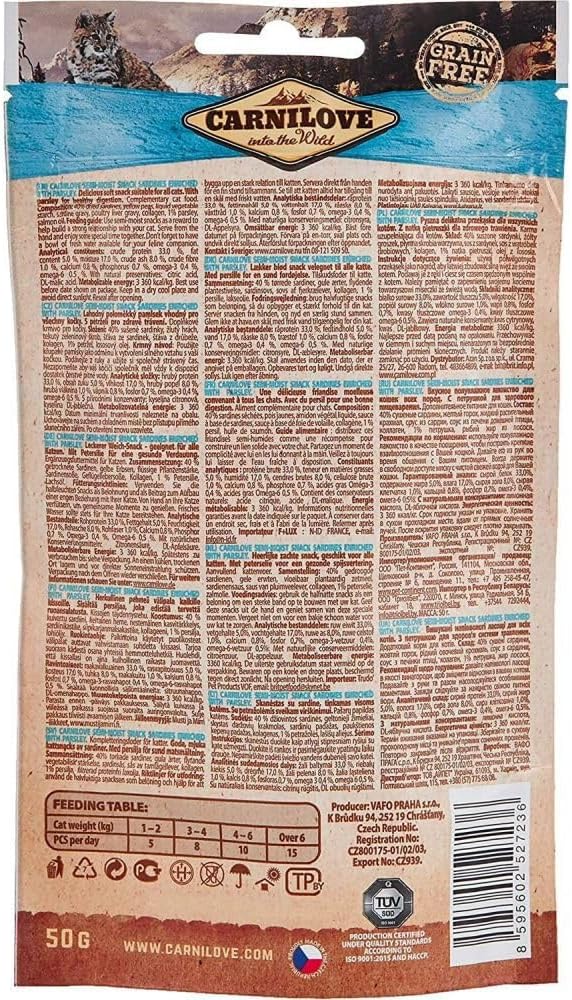 Carnilove Sardine enriched with Parsley Soft Snack for Cats 50g