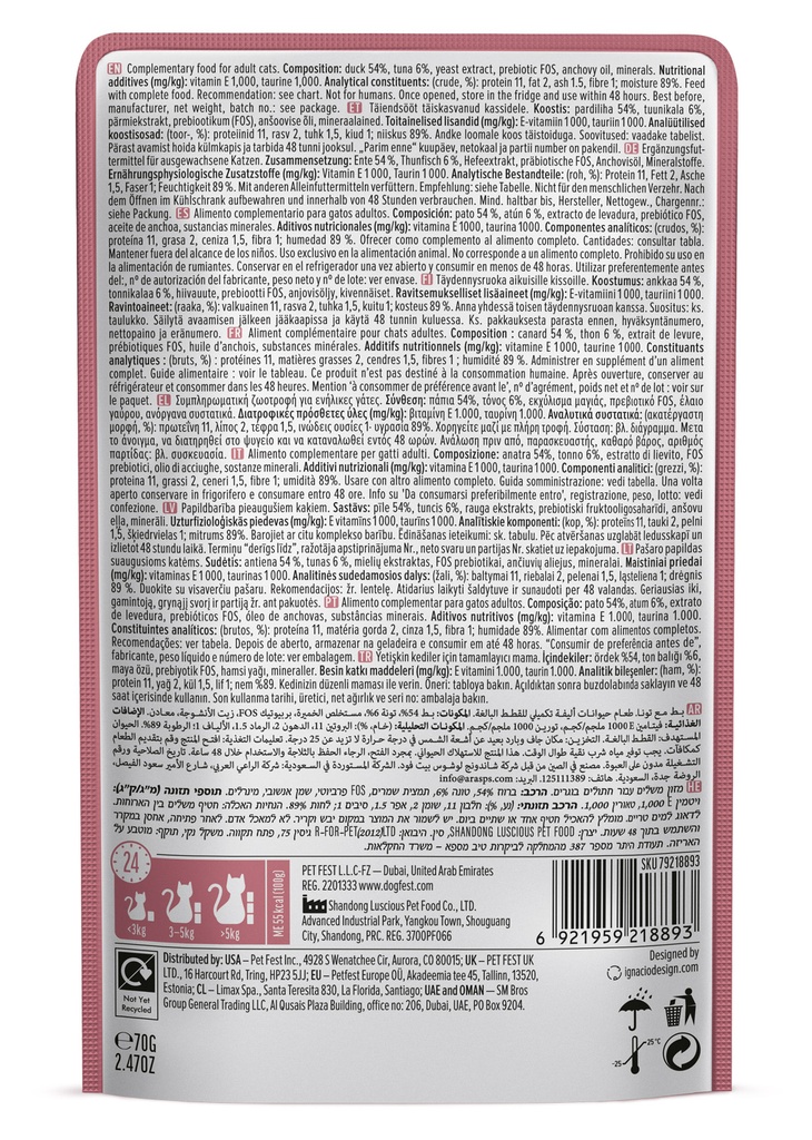 Cat Fest Duck With Tuna In Tender Jelly For Cats 70g