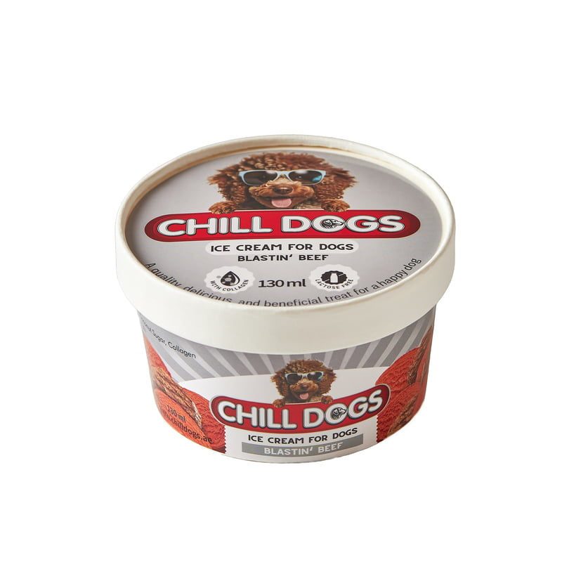 Chill Dogs Blastin' Beef Box 4 Cups x 130ml Ice Cream for Dogs