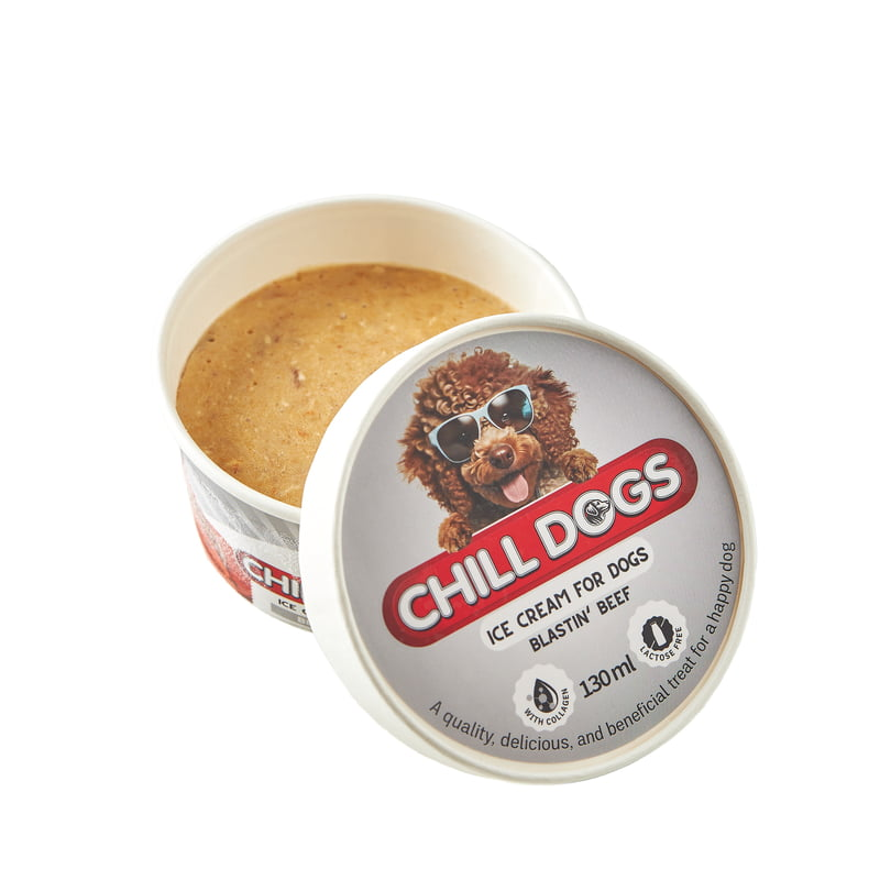 Chill Dogs Blastin' Beef Box 4 Cups x 130ml Ice Cream for Dogs