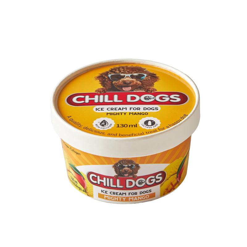 Chill Dogs Mighty Mango Box 4 Cups x 130ml Ice Cream for Dogs