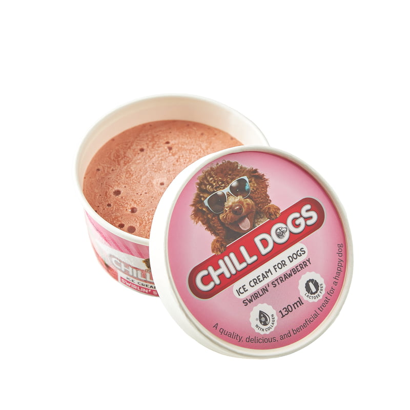 Chill Dogs Swirlin' Strawberry Box 4 Cups x 130ml Ice Cream for Dogs