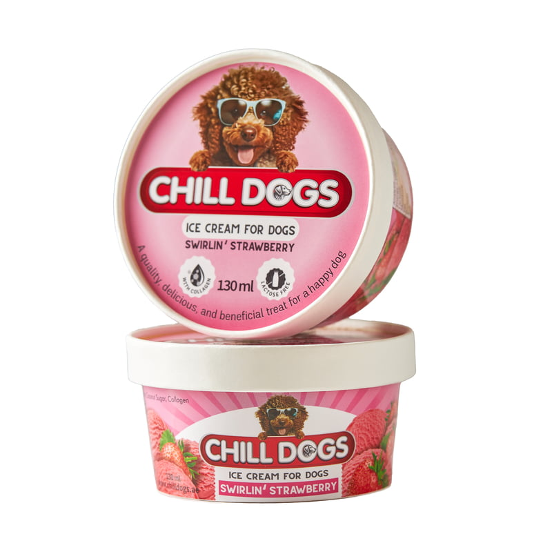 Chill Dogs Swirlin' Strawberry Box 4 Cups x 130ml Ice Cream for Dogs