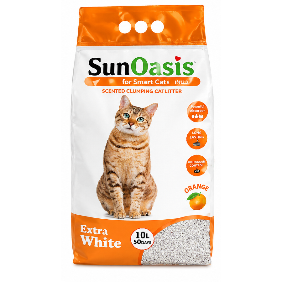 Sun Oasis Orange Clumping Cat Litter – Calcium Bentonite, Odor Control -10L