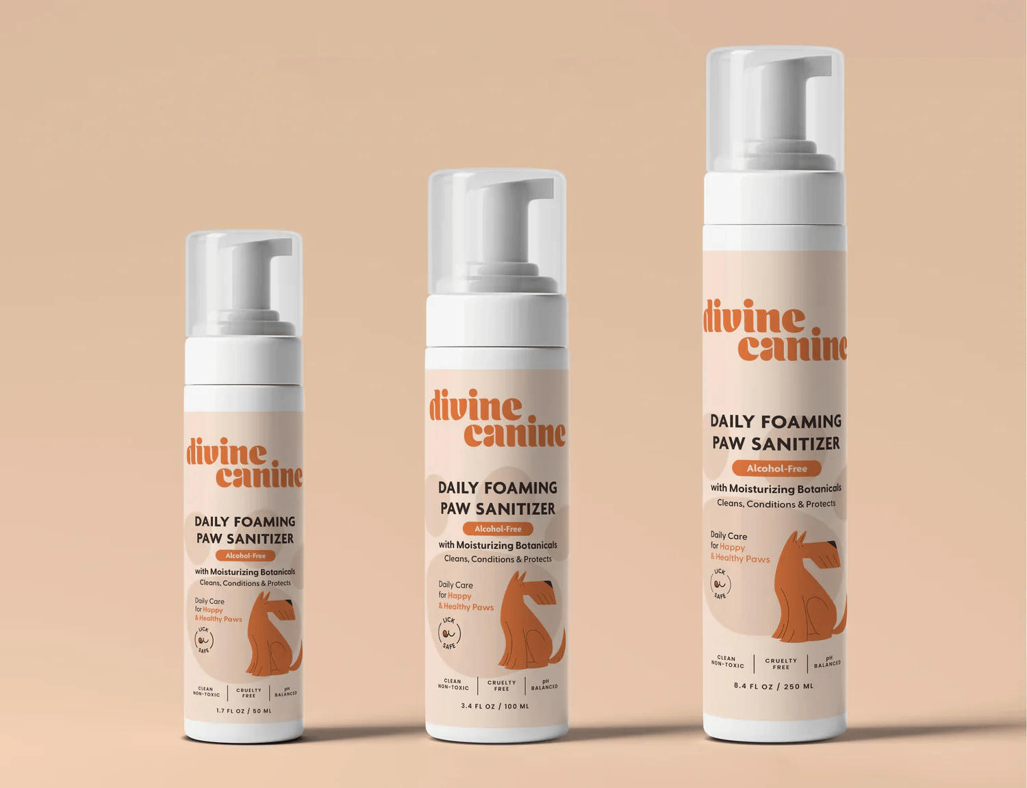 Divine Canine - Daily Foaming Paw Sanitizer - 1.7 fl oz \ 50 ml - 250g