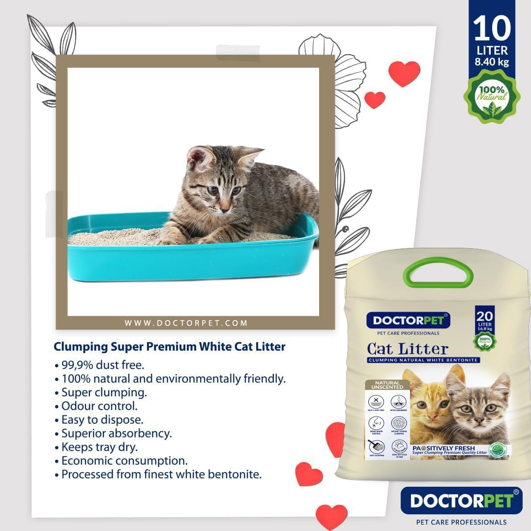 Doctor Pet Clumping Natural Cat Litter - Unscented - 20L