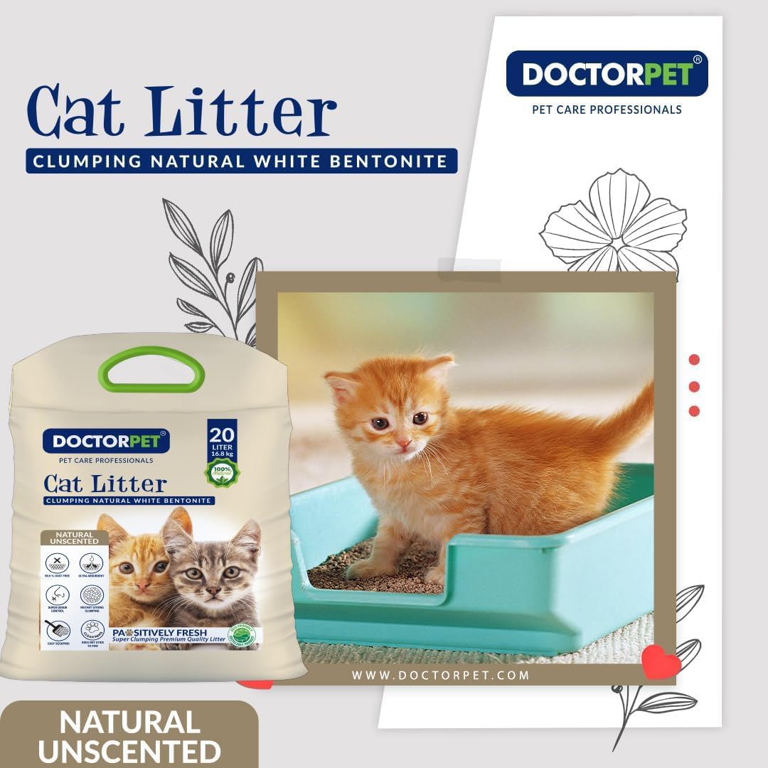 Doctor Pet Clumping Natural Cat Litter - Unscented - 20L