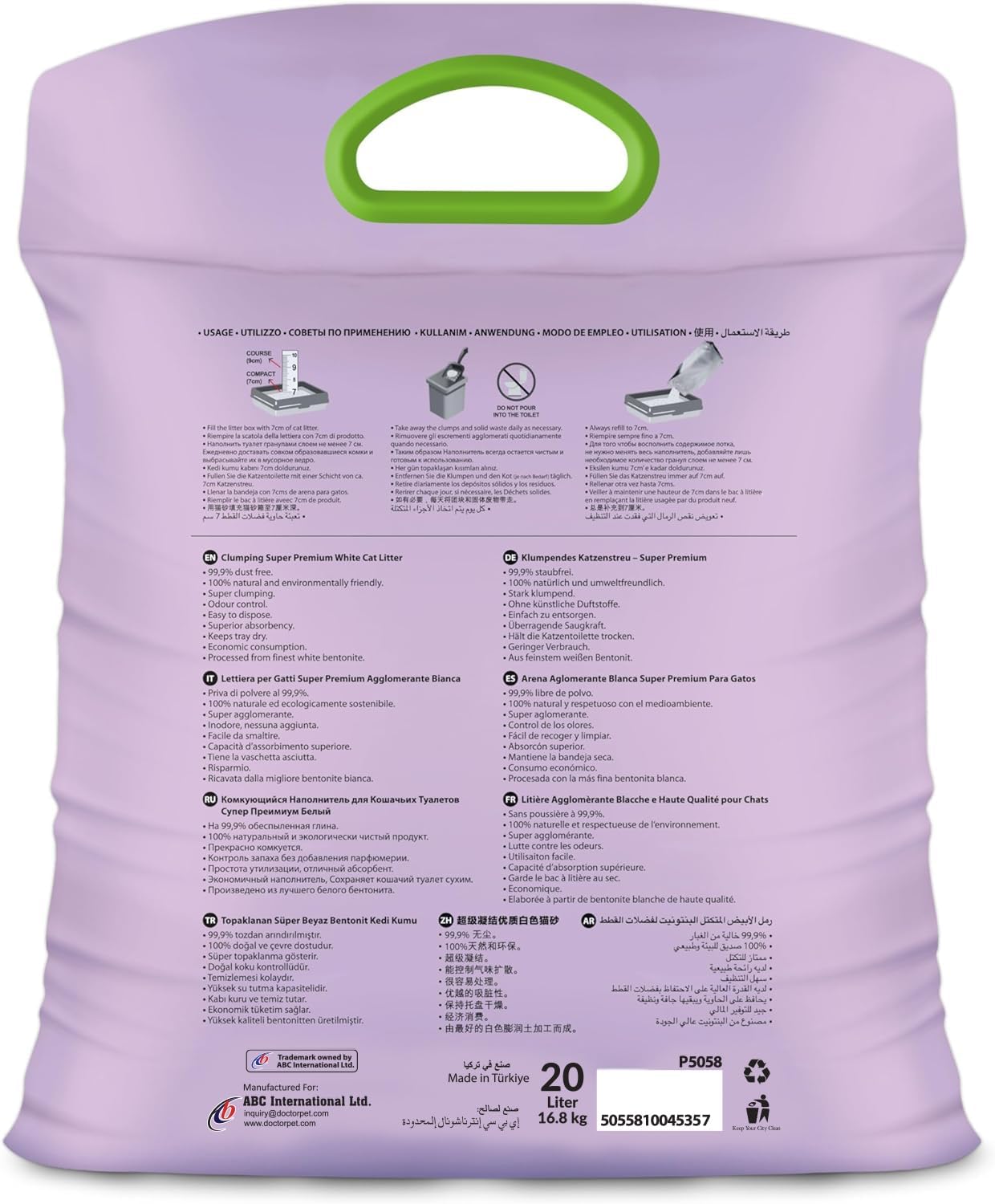 Doctor Pet Clumping Natural White Bentonite Lavender Cat Litter - 20L