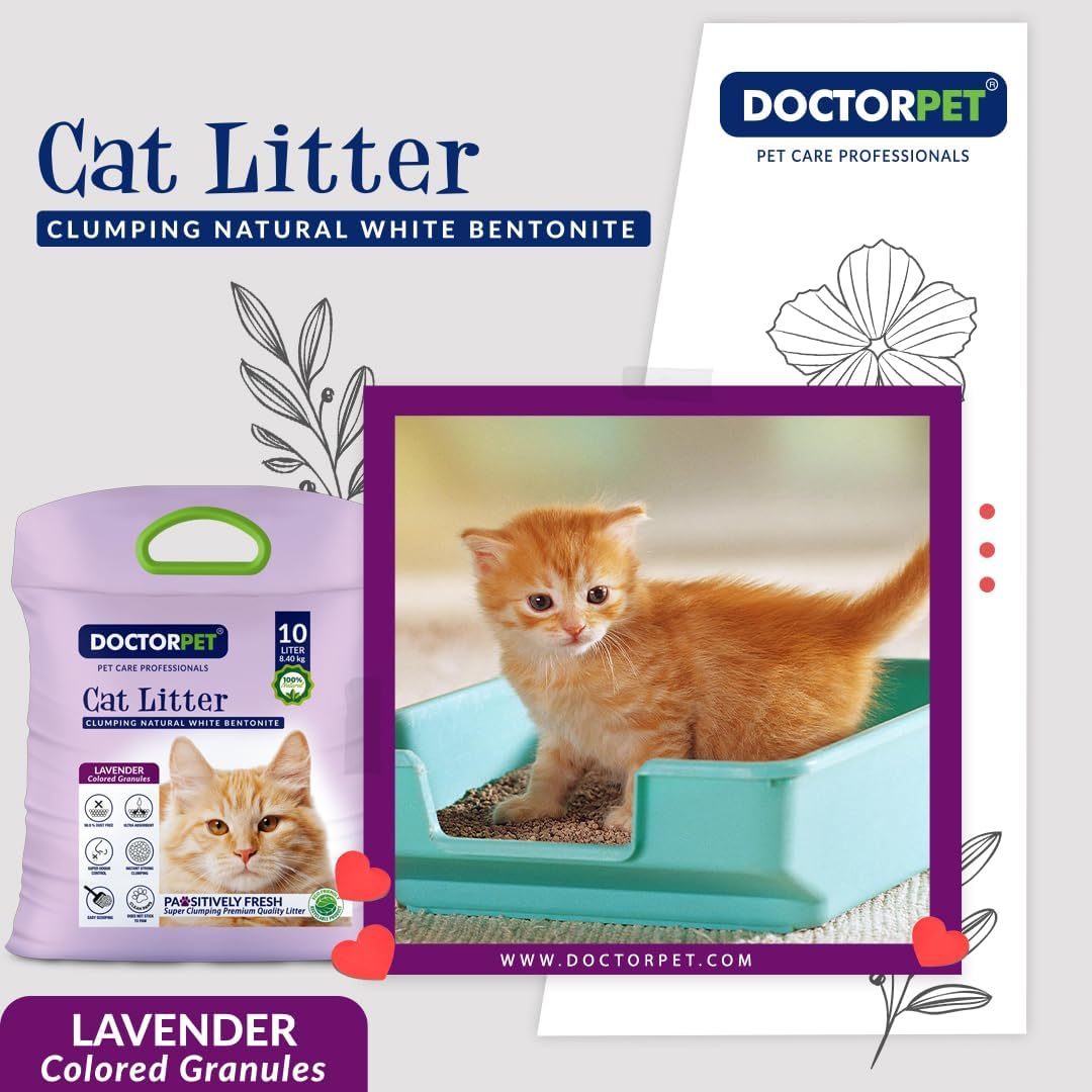 Doctor Pet Clumping Natural White Bentonite Lavender Cat Litter - 10L