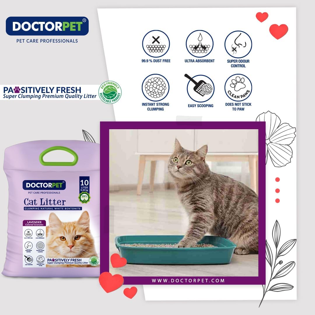 Doctor Pet Clumping Natural White Bentonite Lavender Cat Litter - 10L