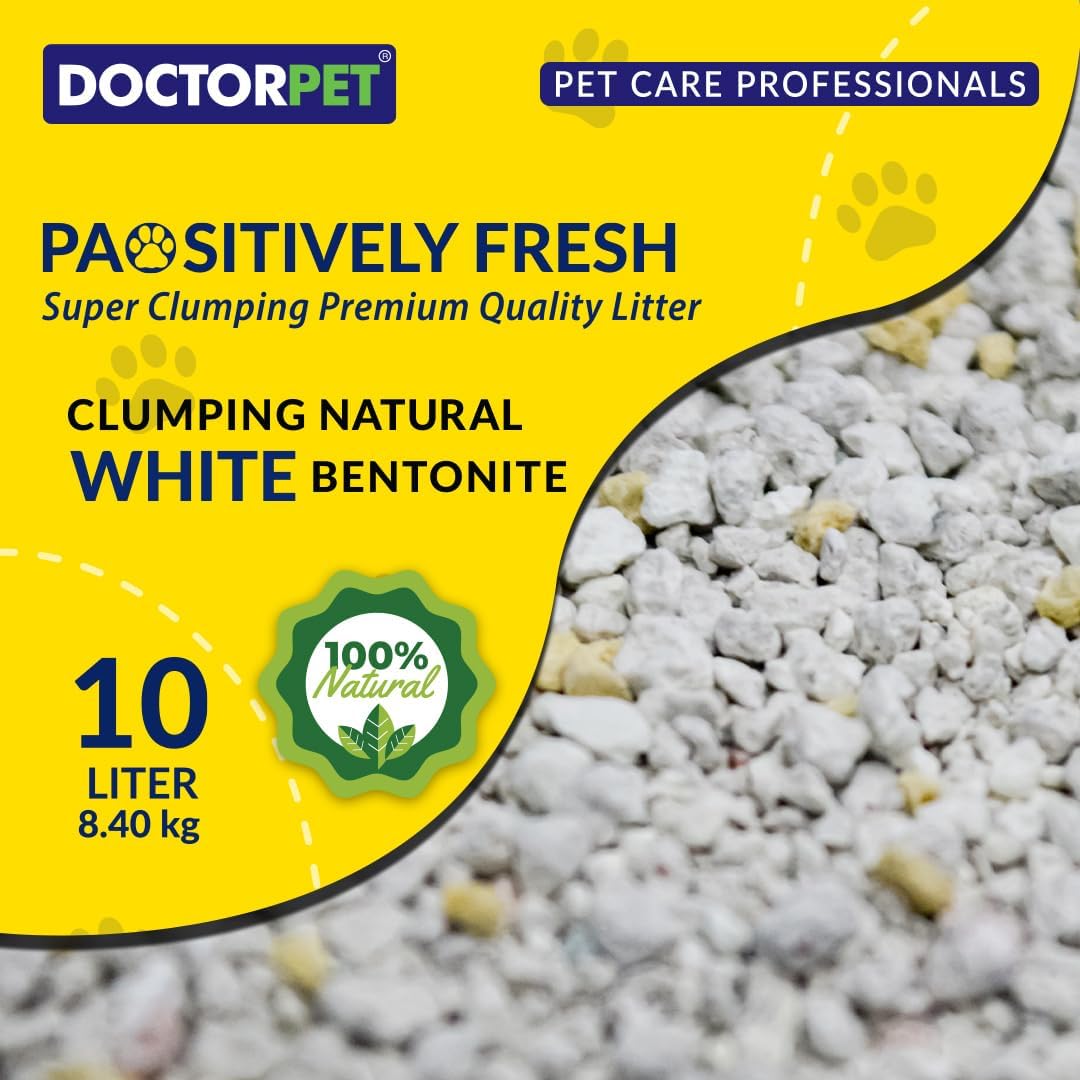 Doctor Pet Clumping Natural White Bentonite Lemon Scented Cat Litter - 10L