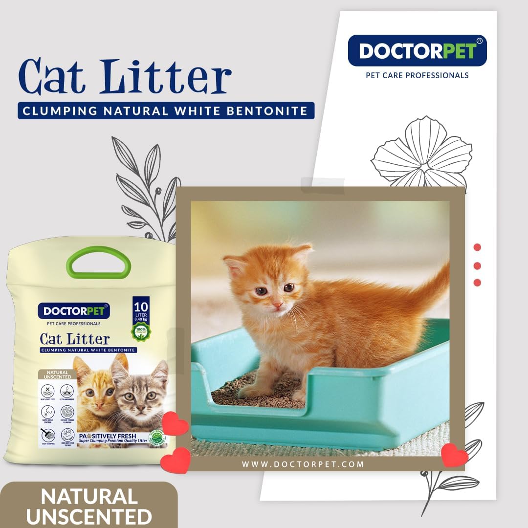 Doctor Pet Clumping Natural White Bentonite Unscented Cat Litter - 10L