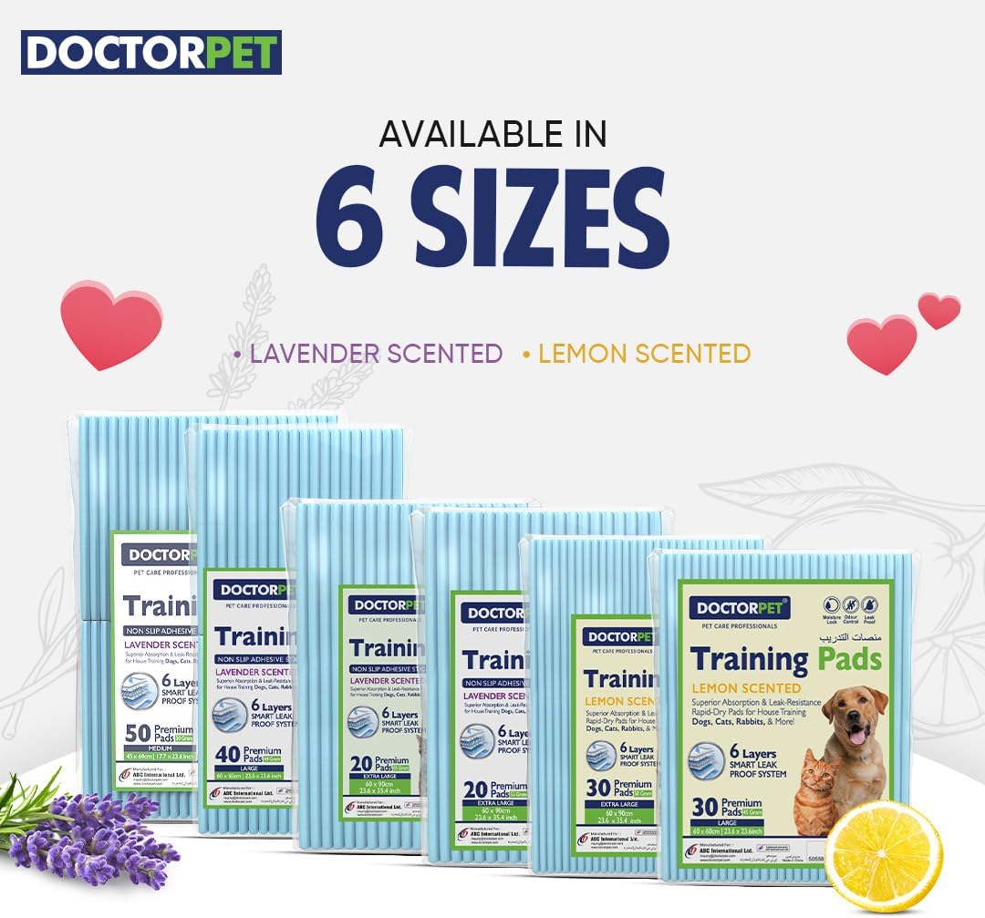 Doctor Pet Lavender Training Pads - 40ct - Large - 60 x 60 cm