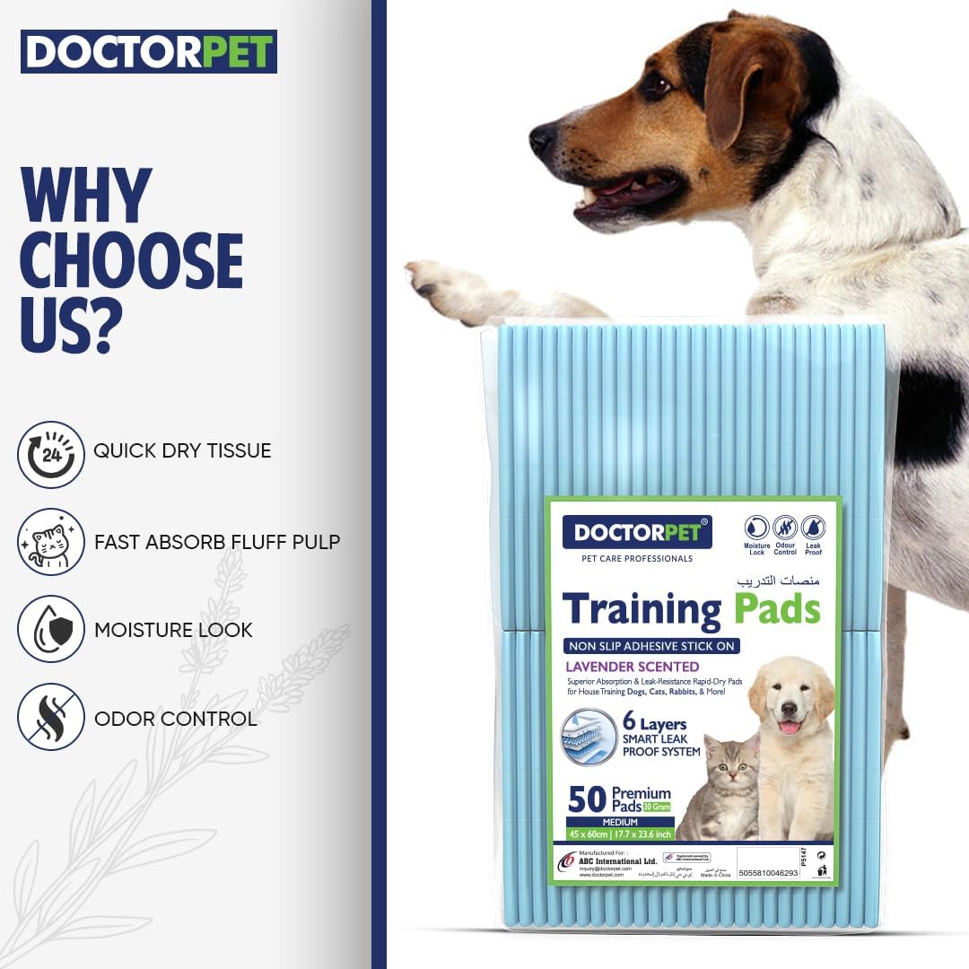 Doctor Pet Lavender Training Pads - 50ct - Medium - 45 x 60 cm