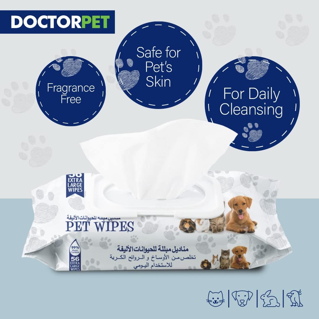 Doctor Pet Pet Wipes - 56 Pcs