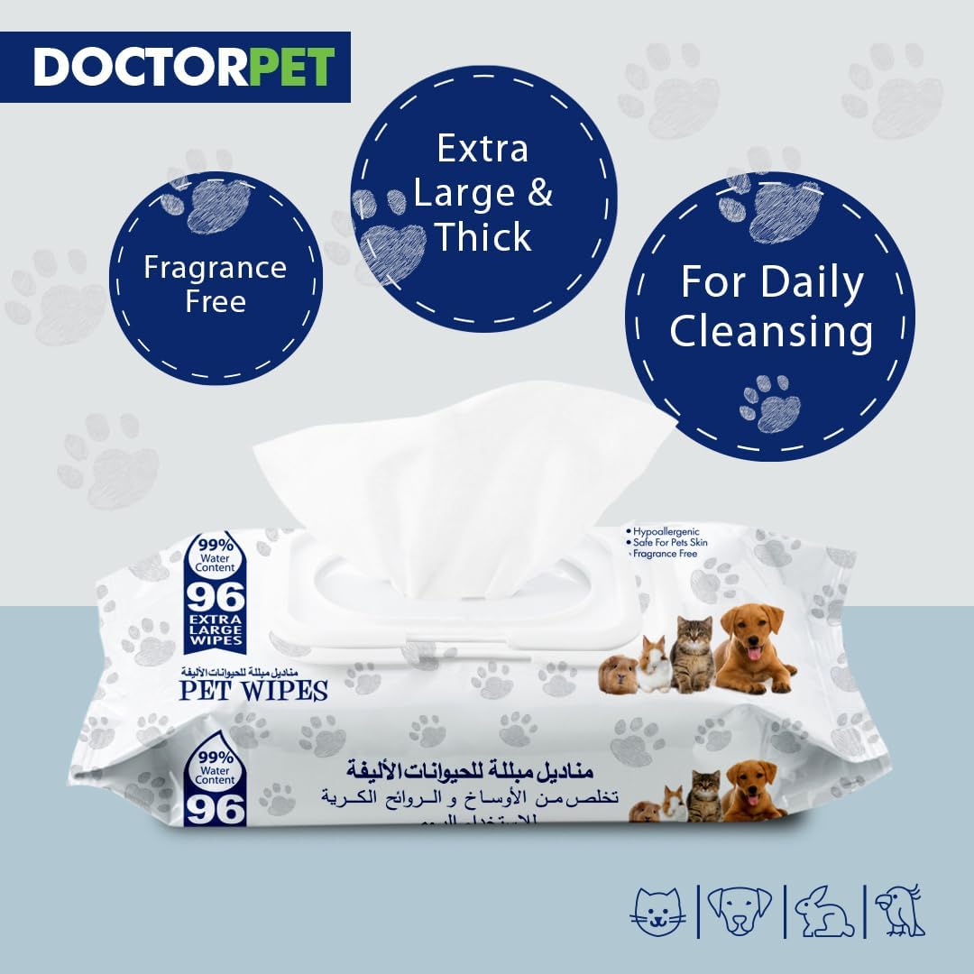 Doctor Pet Pet Wipes - 96 Pcs