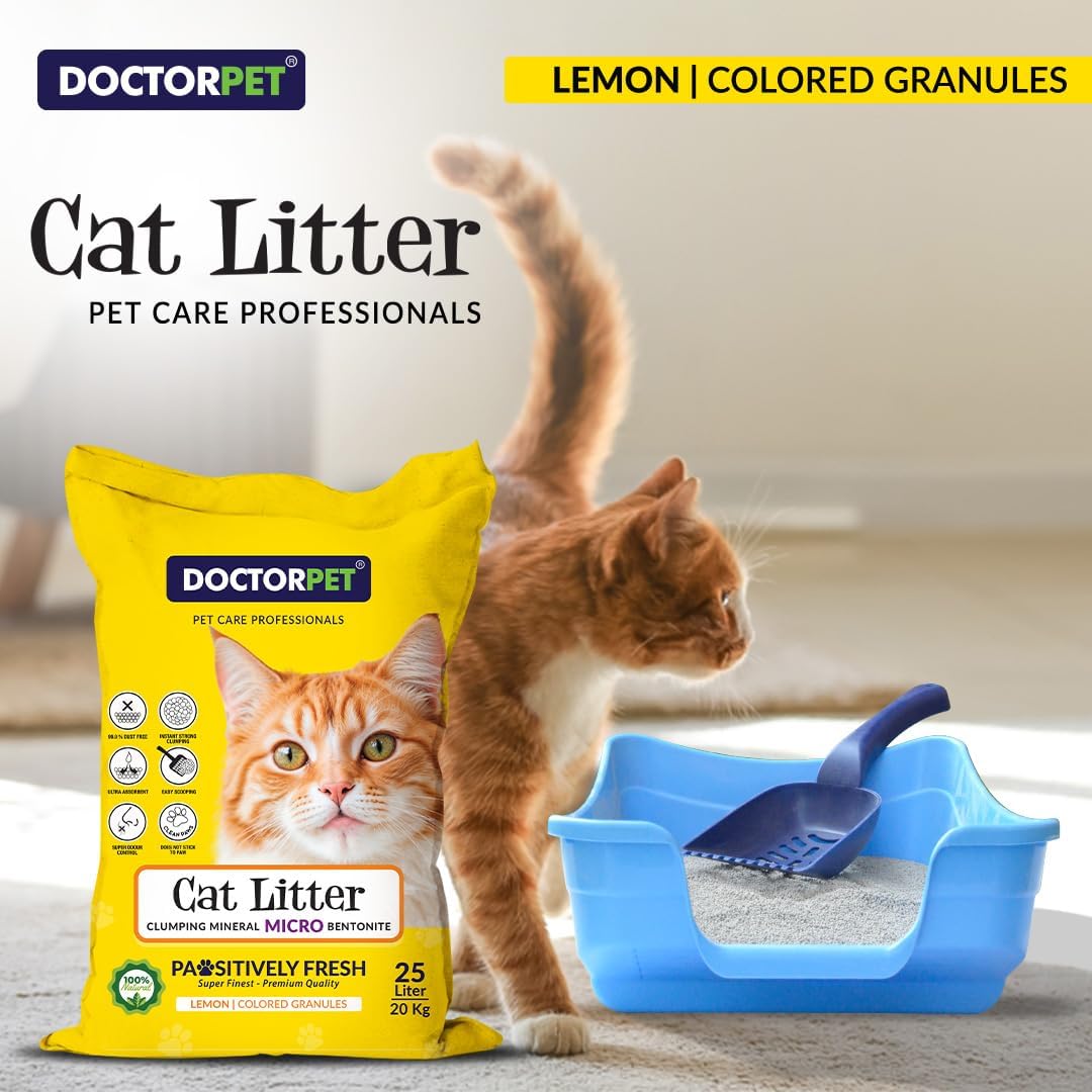 Doctor Pet Super Clumping Micro Bentonite Cat Litter - Lemon Scented - 25L