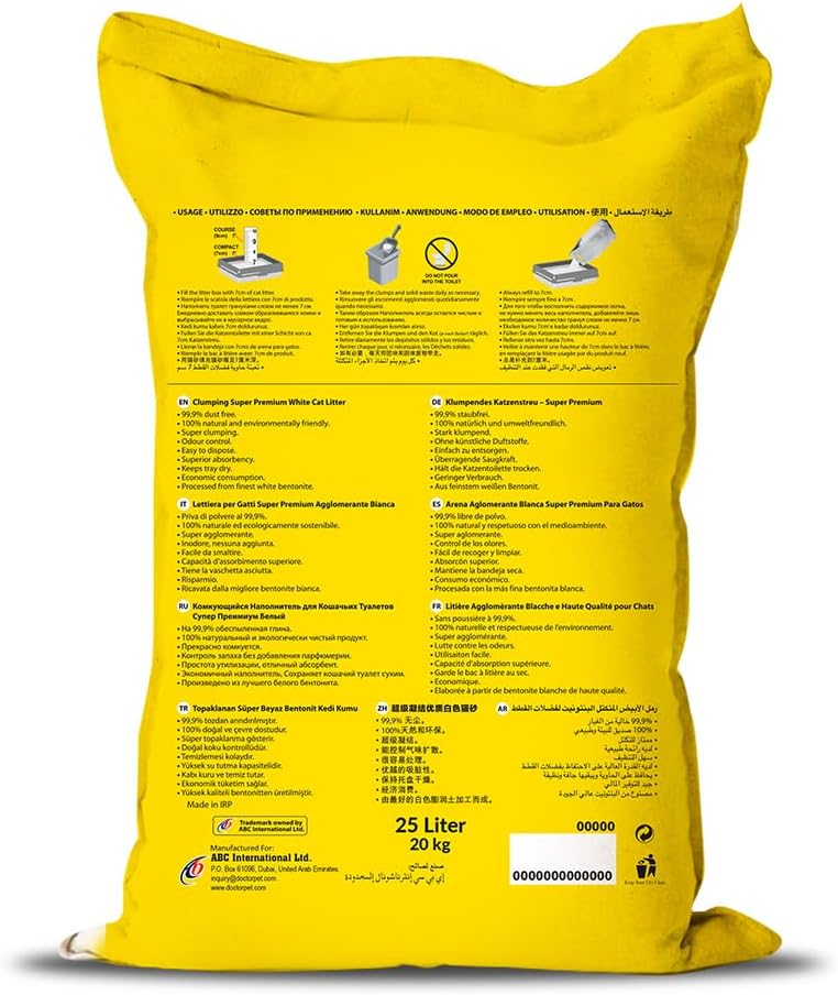 Doctor Pet Super Clumping Micro Bentonite Cat Litter - Lemon Scented - 25L