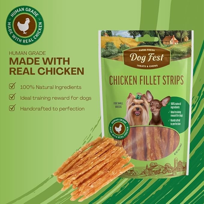 Dog Fest Chicken Fillet Strips For Mini-Dogs - 55g - 1.94oz