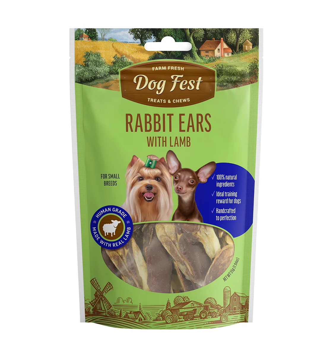 Dog Fest Rabbit Ears with Lamb for Mini Dogs 55g