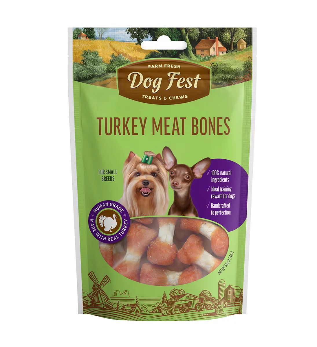Dog Fest Turkey Meat Bones for Small Breeds 55g