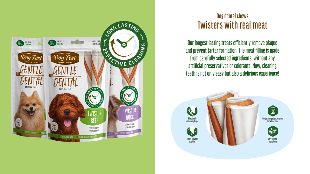 Dog Fest Twister Dental Treats for Adult Dogs – Beef 80g (9cm)