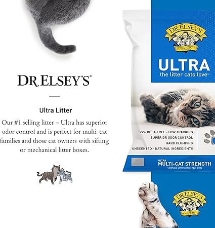Dr Elseys Precious Cat Ultra Hard Clumping Non Scented 99% Dust Free 8kg-CAT LITTER