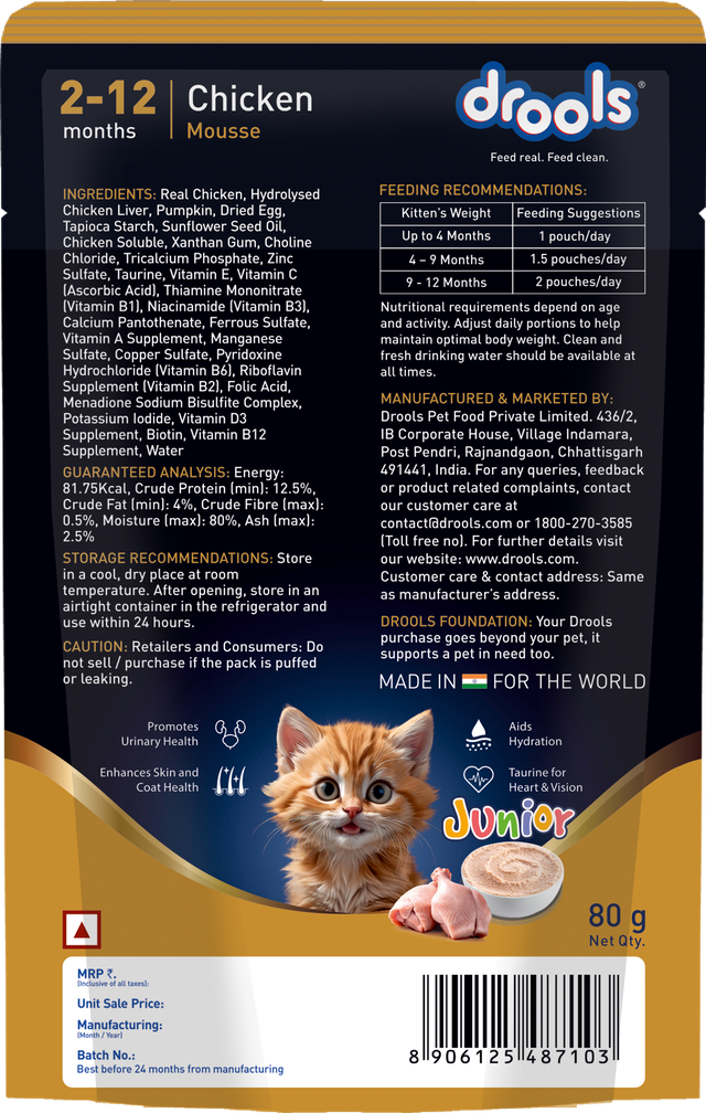 Drools Chicken Mousse Kitten Wet Food 80gm