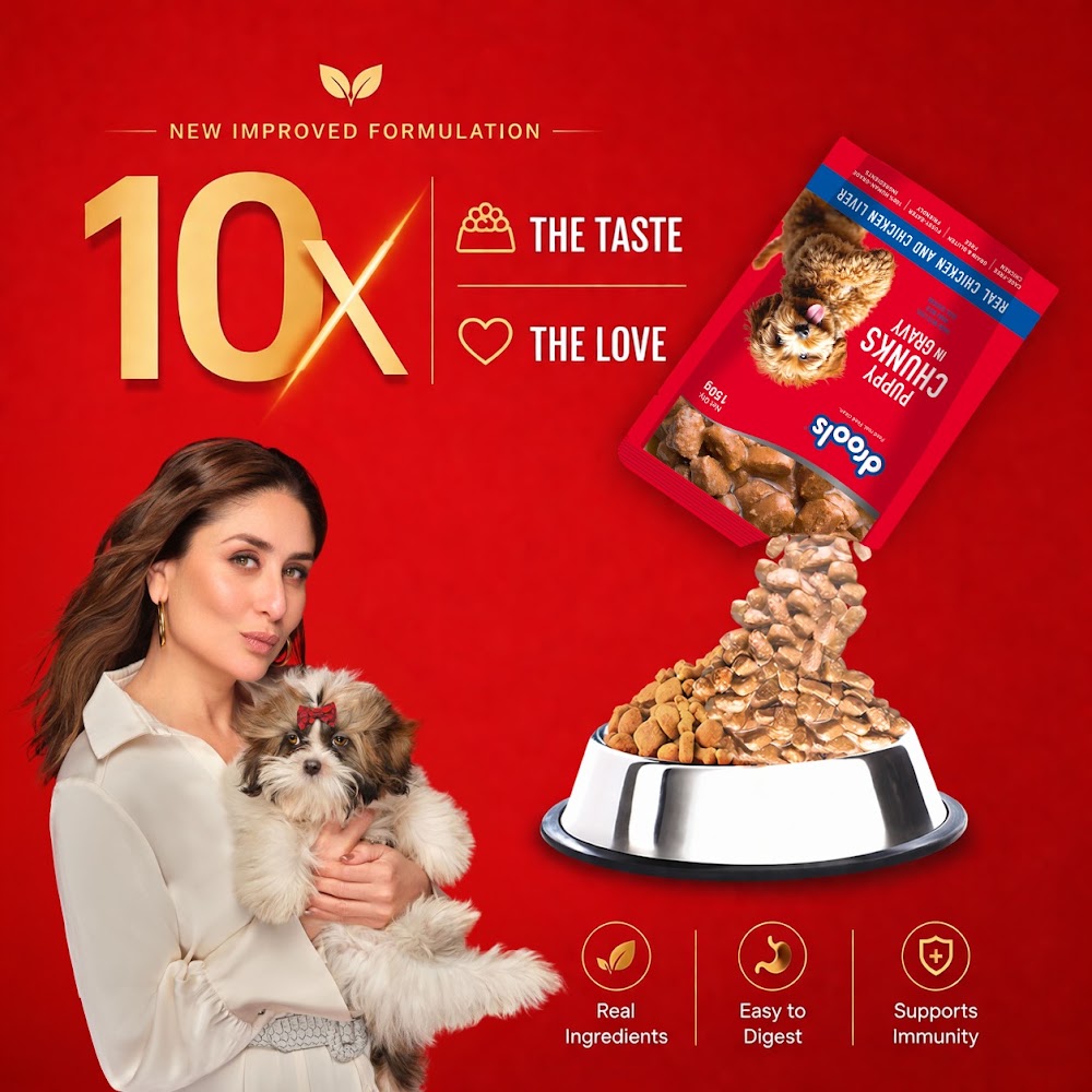 Drools Puppy Wet Dog Food, Real Chicken and Chicken Liver Chunks in Gravy,10 Pouches + 2 Pouches Free (12 x 60g )