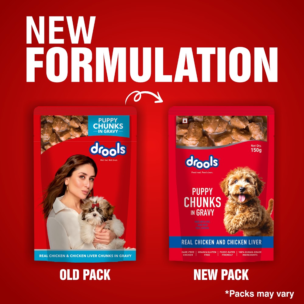 Drools Puppy Wet Dog Food, Real Chicken and Chicken Liver Chunks in Gravy,10 Pouches + 2 Pouches Free (12 x 60g )