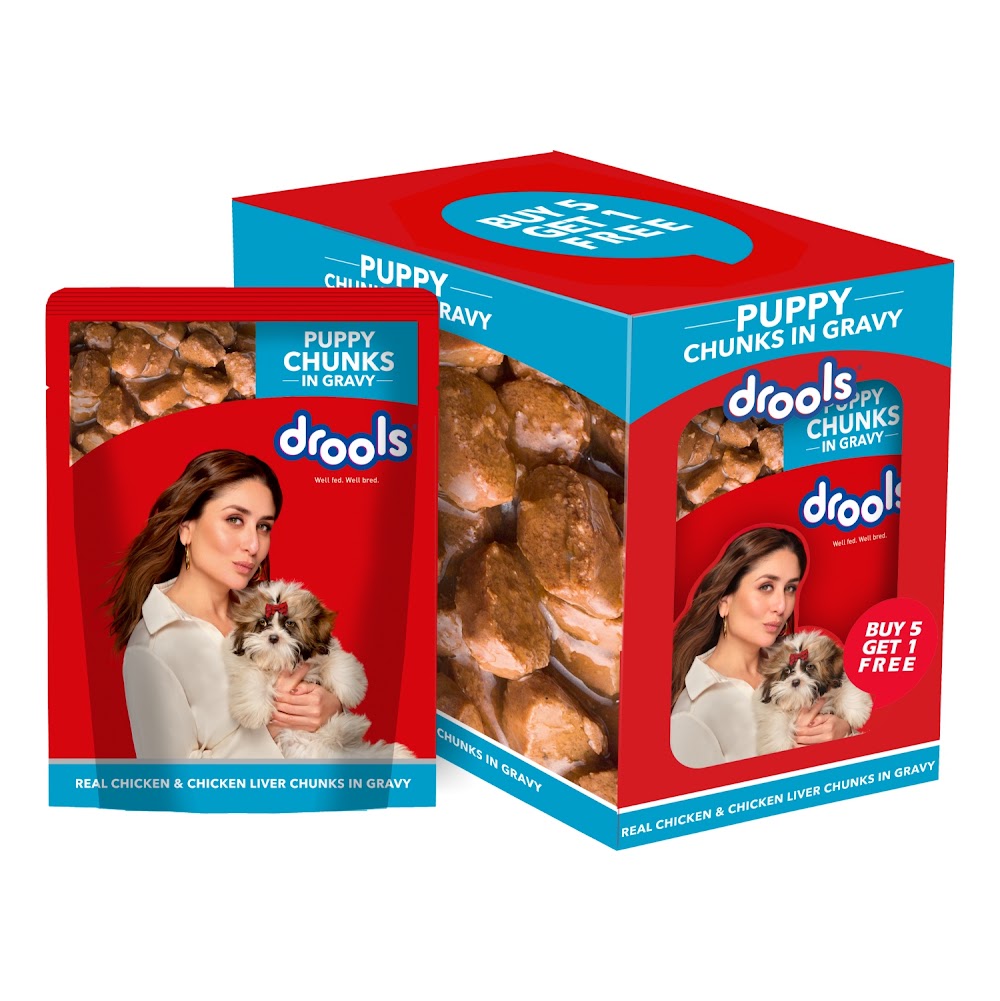 Drools Puppy Wet Dog Food, Real Chicken and Chicken Liver Chunks in Gravy,6 Pouches (6 x 150g)