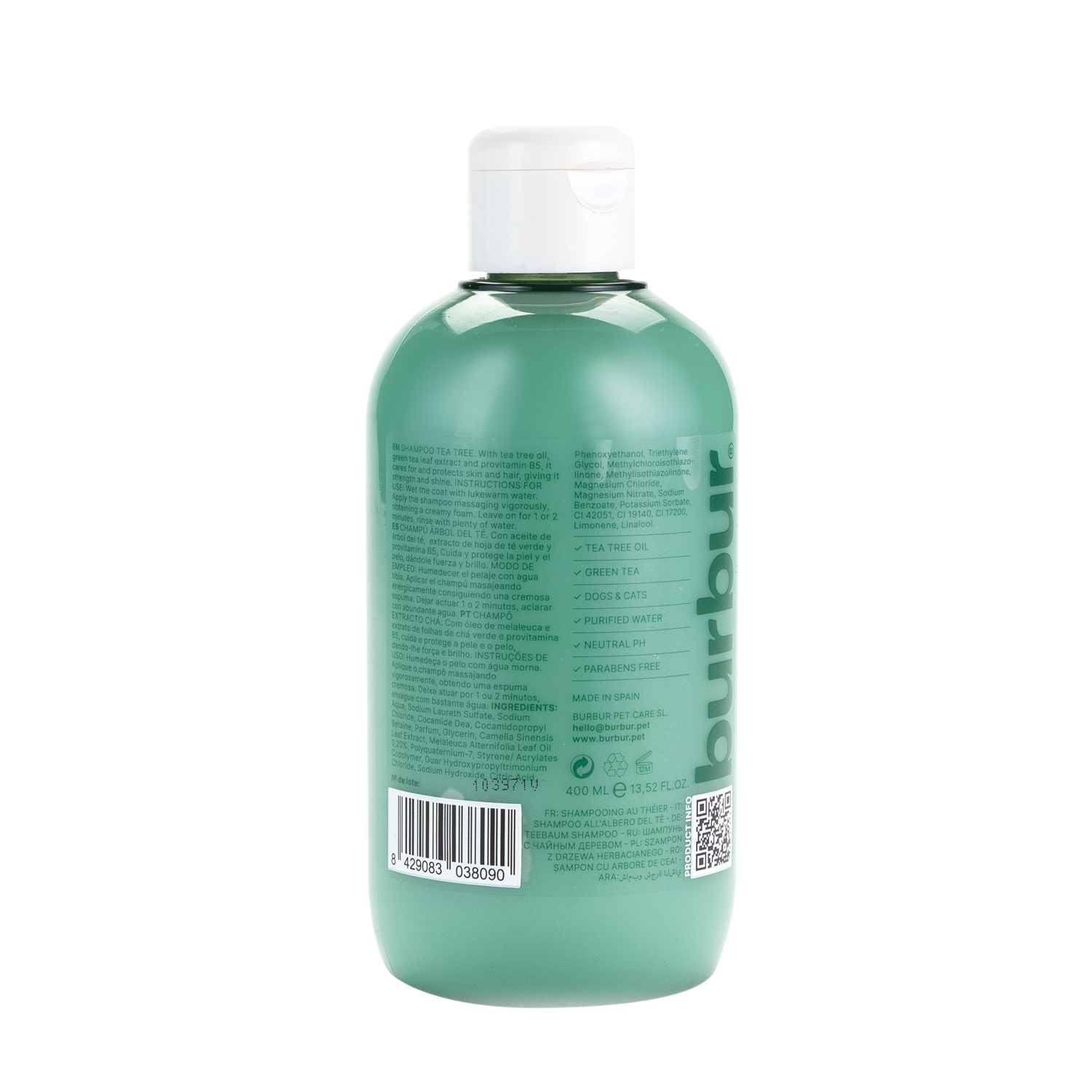 Burbur Dog and Cat Tea Tree Relaxing Shampoo (400 ml) - Made in Spain