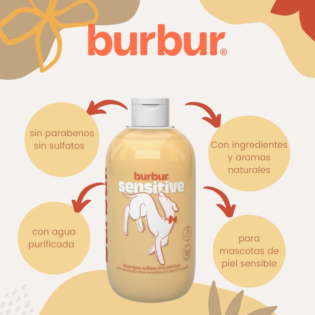 Burbur Dog and Cat Sensitive Sulfate & Salt Free Shampoo (400 ml) - Made in Spain