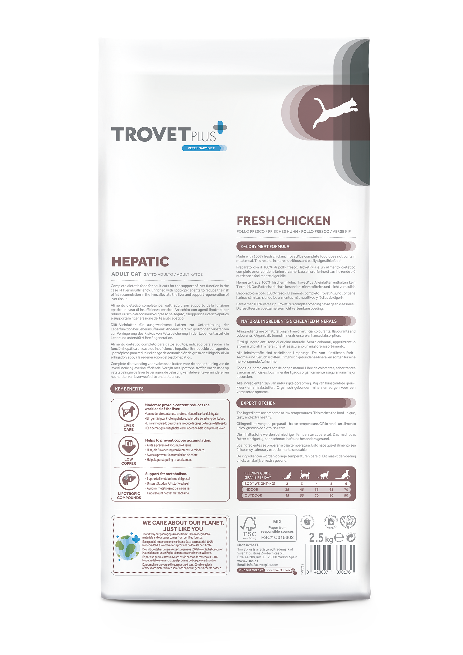 Expiring On-  01/02/2026- Trovet Plus Adult CAT Hepatic Chicken Veterinary Diets 2,5kg
