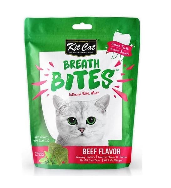 Expiring On-  06/02/2026- Kitcat Breath Bites Beef Flavor 60g