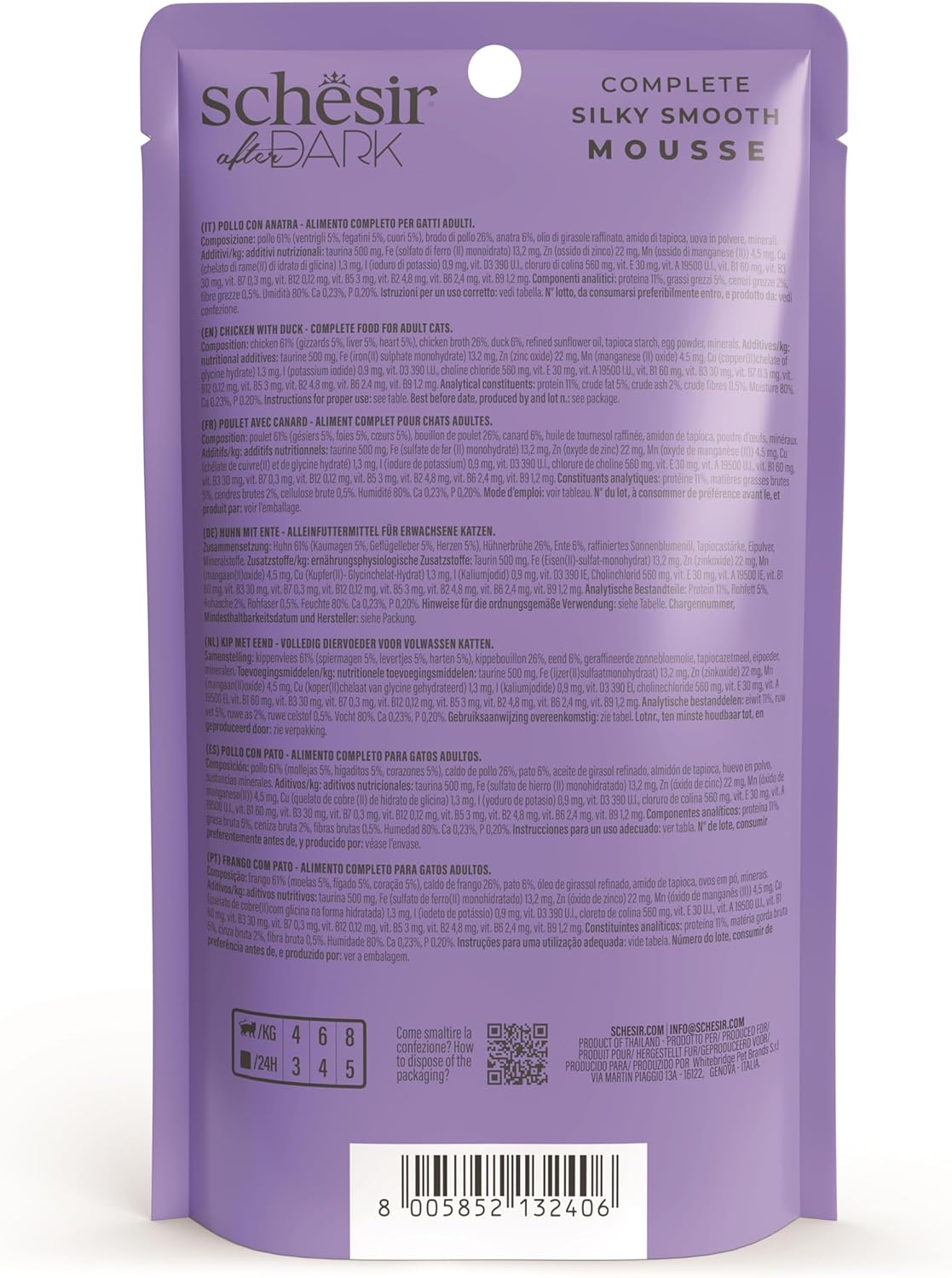 Expiring On- 11/04-  Schesir After Dark Velvet Mousse For Cat - Chicken With Duck 80g