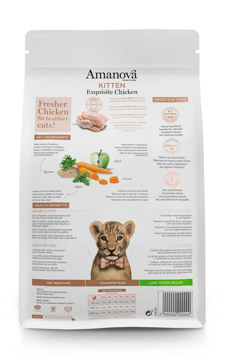 Expiring On- 11/05-  Amanova Cat Kitten Exquisite Chicken 4kg