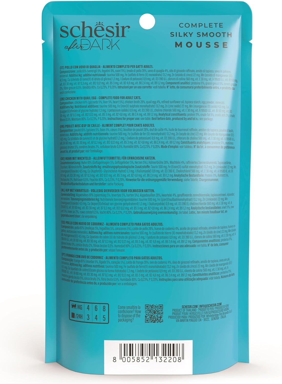 Expiring On- 11/06-  Schesir After Dark Velvet Mousse For Cat - Chicken With Quile Egg 80g