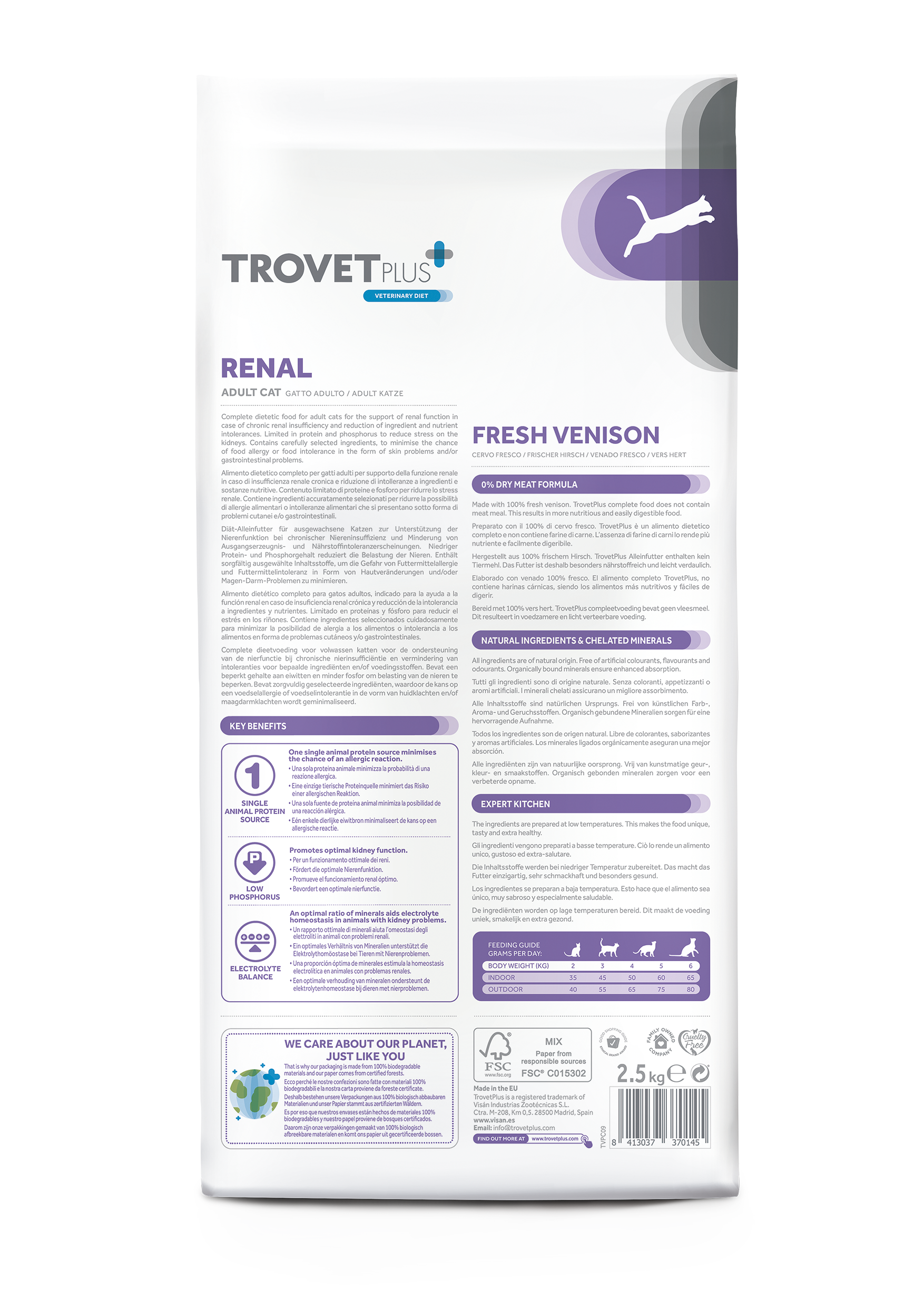 Expiring On- 12/05-  Trovet Plus Adult CAT Renal Venison Veterinary Diets 2.5kg