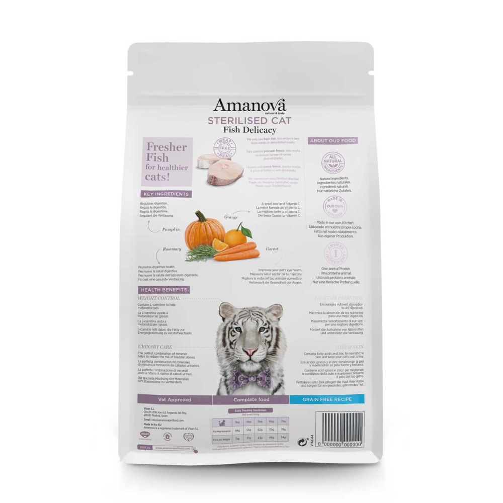 Expiring On- 13/06-  Amanova Cat Sterilised Fish Delicacy 1.5kg