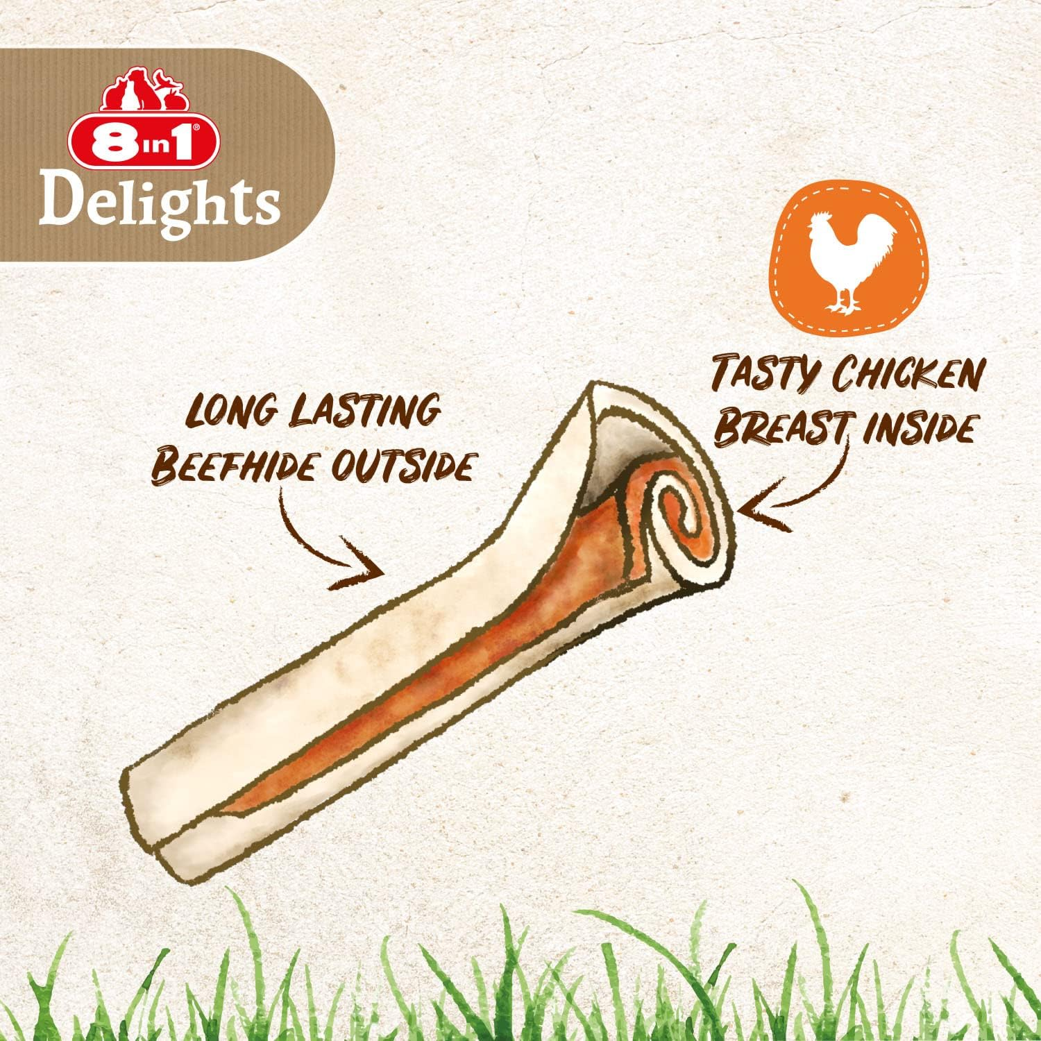 Expiring on- 14/02/2026 - 8in1 Delights Chicken Sticks 3Ct