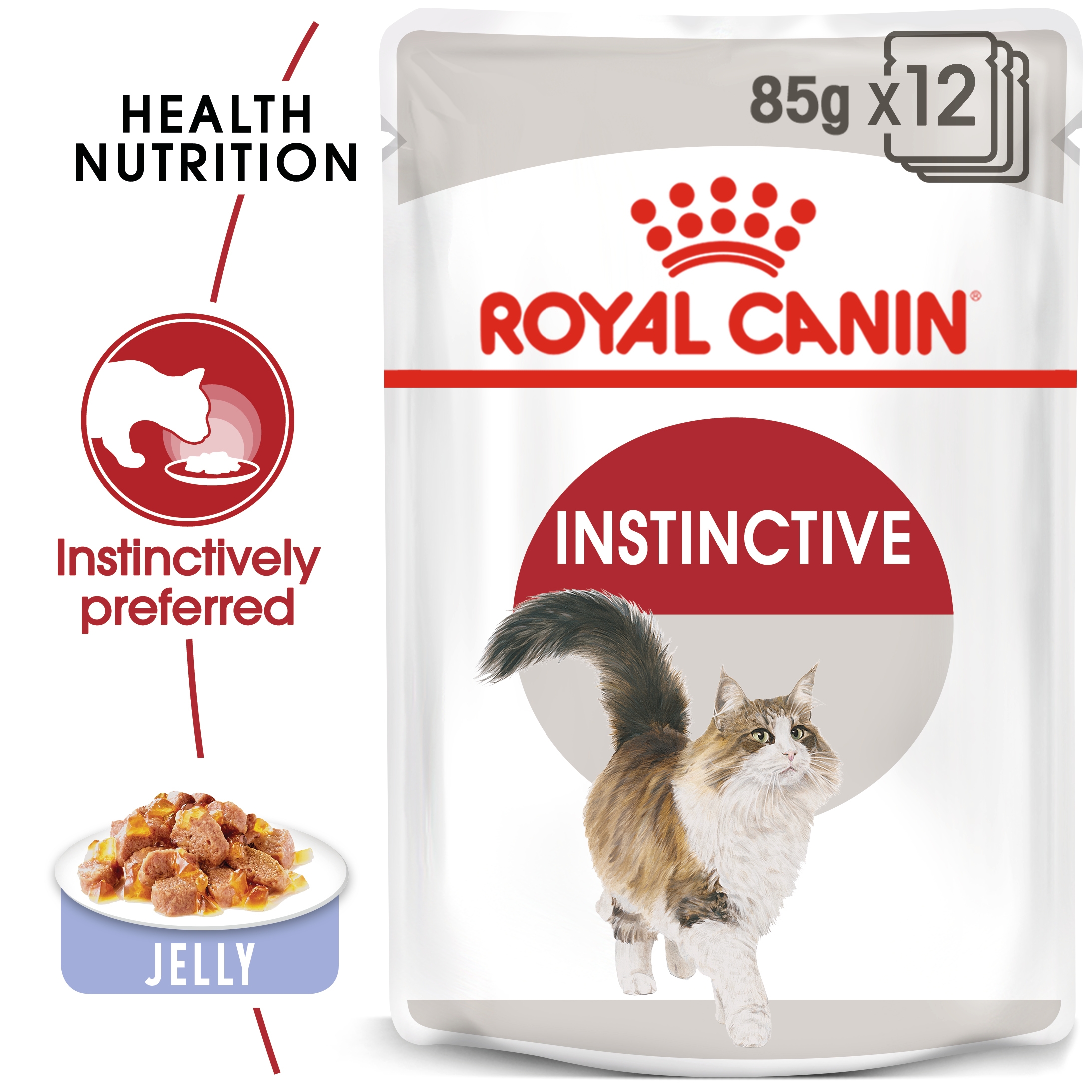 Expiring On- 17/03-  Royal Canin Feline Health Nutrition Instinctive Adult Cats Jelly (Wet Food - Pouches) 85g
