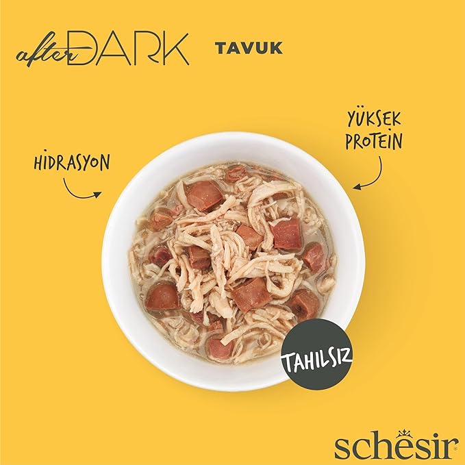 Expiring On- 17/06-  Schesir After Dark Wholefood In Broth For Cat - Chicken 80g