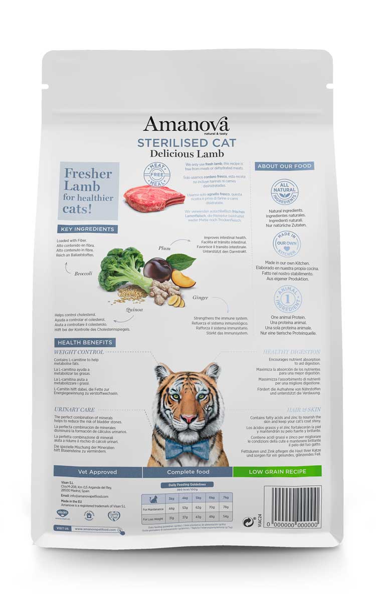 Expiring On- 19/06-  Amanova Cat Sterilised Delicious Lamb 1.5kg