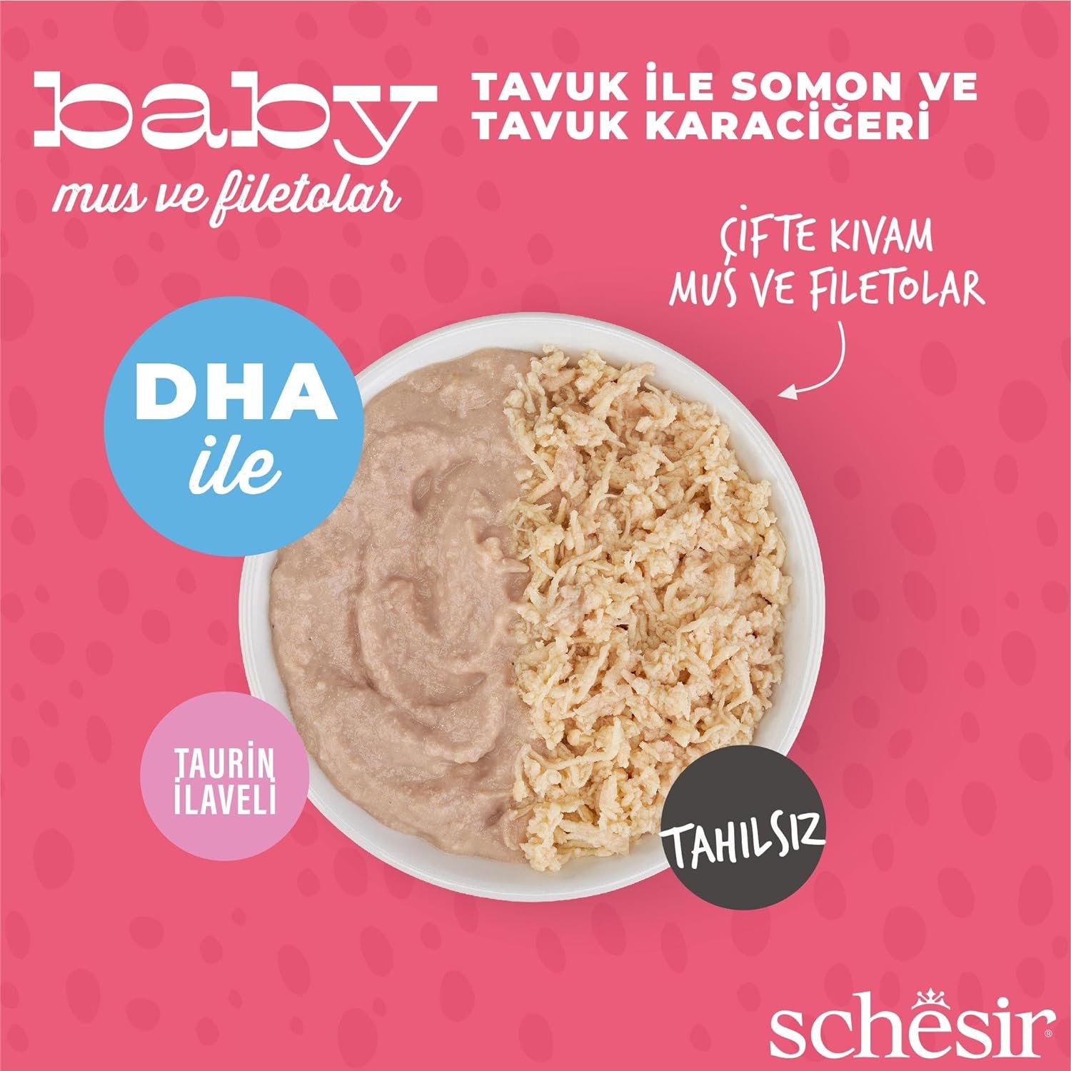 Expiring On- 20/04-  Schesir Baby Cat Can Multipack Mousse & Fillets - Chicken With Salmon & Chicken Liver 165g (3 Cans x55g)