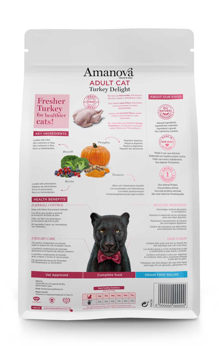 Expiring On- 21/05-  Amanova Cat Adult Turkey & Pumpkin No Grain 1.5kg