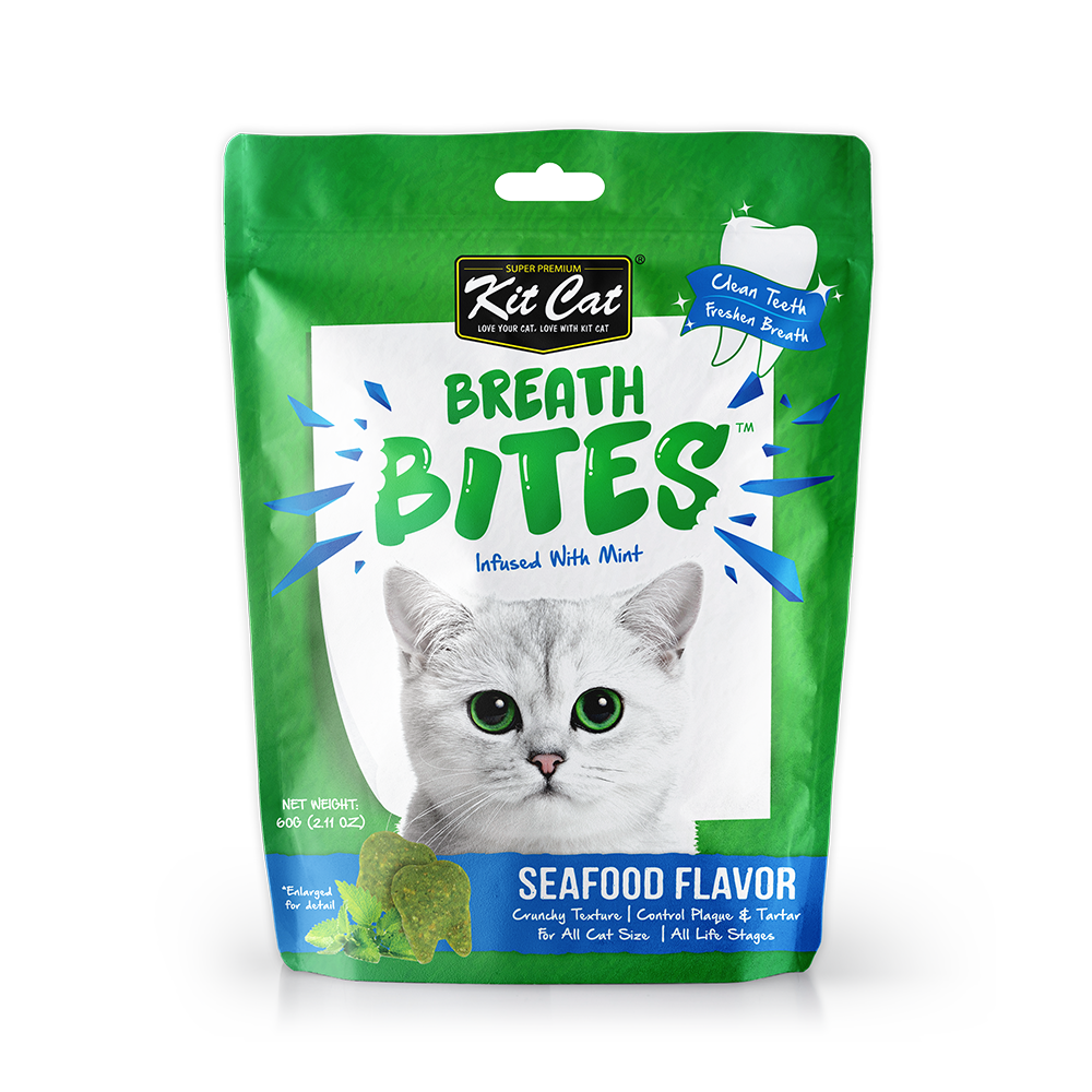 Expiring On-  25/02/2026- Kitcat Breath Bites Seafood Flavor 60g