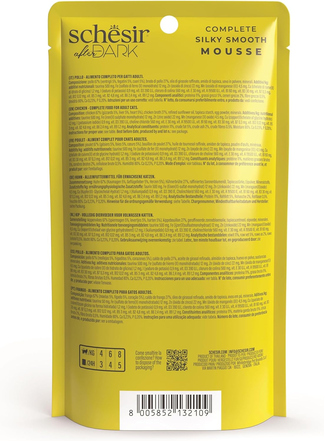 Expiring On- 25/05-  Schesir After Dark Velvet Mousse For Cat - Chicken 80g