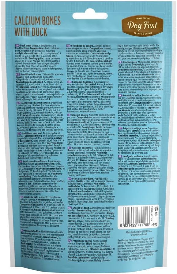 Expiring On-  28/02/2026- Dog Fest Calcium Bones with Duck Puppy Treats - 90g