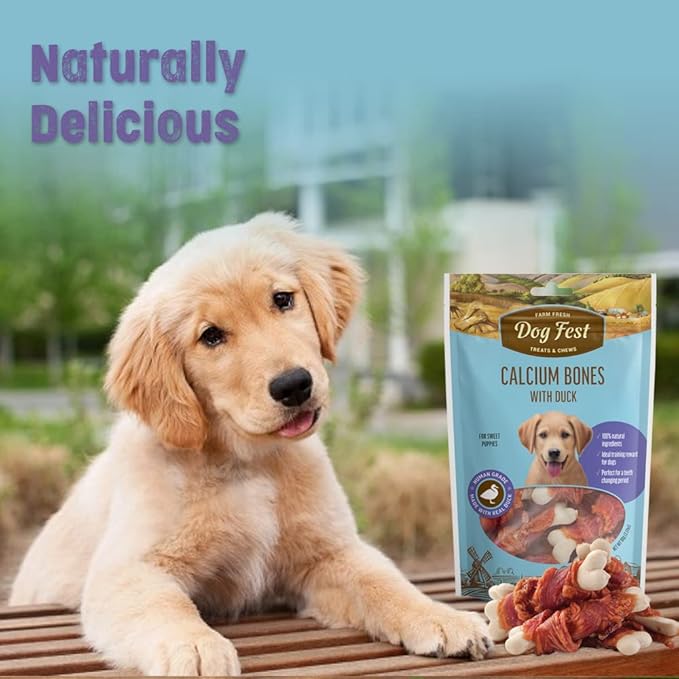 Expiring On-  28/02/2026- Dog Fest Calcium Bones with Duck Puppy Treats - 90g